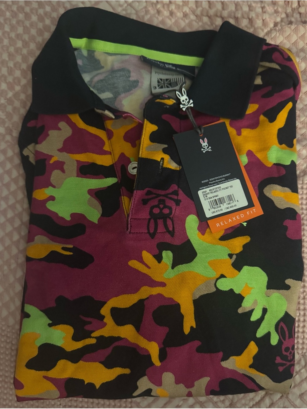 Psycho Bunny Men's Polo Shirt Size 5 Medium, Short Sleeve, 100% Pima Cotton NWT